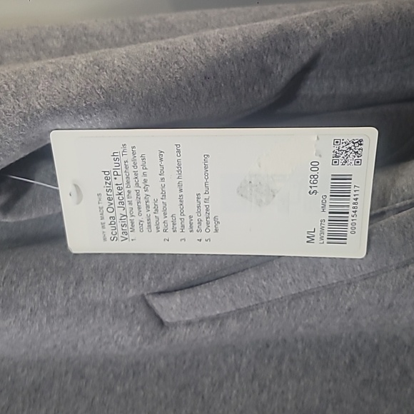 NWT Lululemon Scuba Oversized Varsity Jacket - Heathered Medium Grey Size M/L - Picture 4 of 9